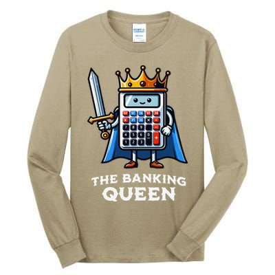 The Banking Queen Funny Illustration Calculator Tall Long Sleeve T-Shirt