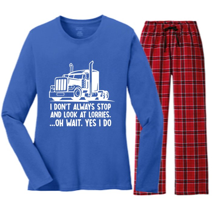 Trucker Big Rig Semicute Gifttrailer Truck Driver Funny Trucker Cool Gift Women's Long Sleeve Flannel Pajama Set 