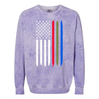 Thin Blue Red Green Line American Flag Police Military Fire Gift Colorblast Crewneck Sweatshirt