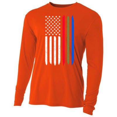 Thin Blue Red Green Line American Flag Police Military Fire Gift Cooling Performance Long Sleeve Crew