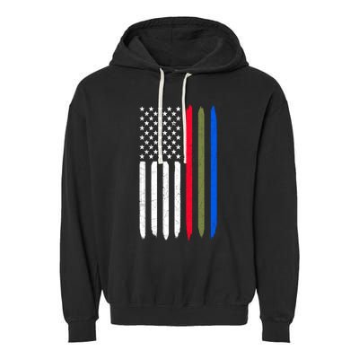 Thin Blue Red Green Line American Flag Police Military Fire Gift Garment-Dyed Fleece Hoodie