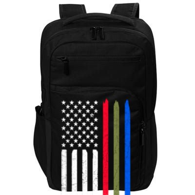 Thin Blue Red Green Line American Flag Police Military Fire Gift Impact Tech Backpack