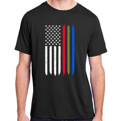 Thin Blue Red Green Line American Flag Police Military Fire Gift Adult ChromaSoft Performance T-Shirt