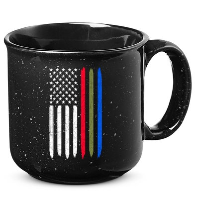 Thin Blue Red Green Line American Flag Police Military Fire Gift 15oz Campfire Ceramic Mug