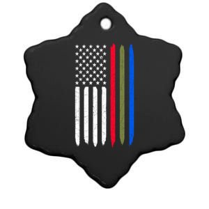 Thin Blue Red Green Line American Flag Police Military Fire Gift Ceramic Star Ornament