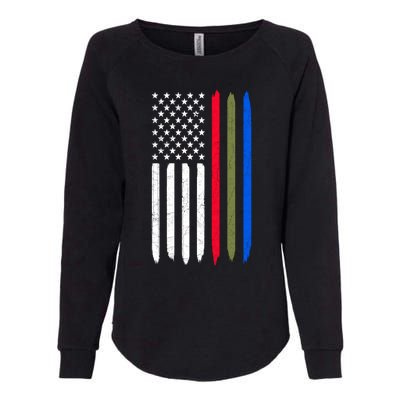 Thin Blue Red Green Line American Flag Police Military Fire Gift Womens California Wash Sweatshirt