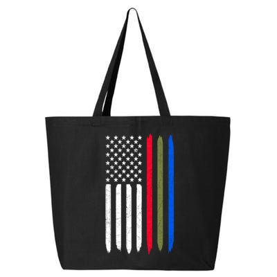 Thin Blue Red Green Line American Flag Police Military Fire Gift 25L Jumbo Tote