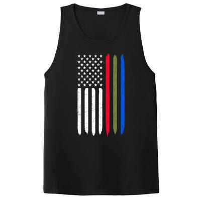 Thin Blue Red Green Line American Flag Police Military Fire Gift PosiCharge Competitor Tank