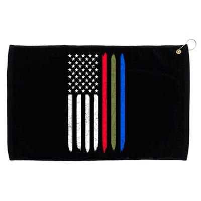 Thin Blue Red Green Line American Flag Police Military Fire Gift Grommeted Golf Towel