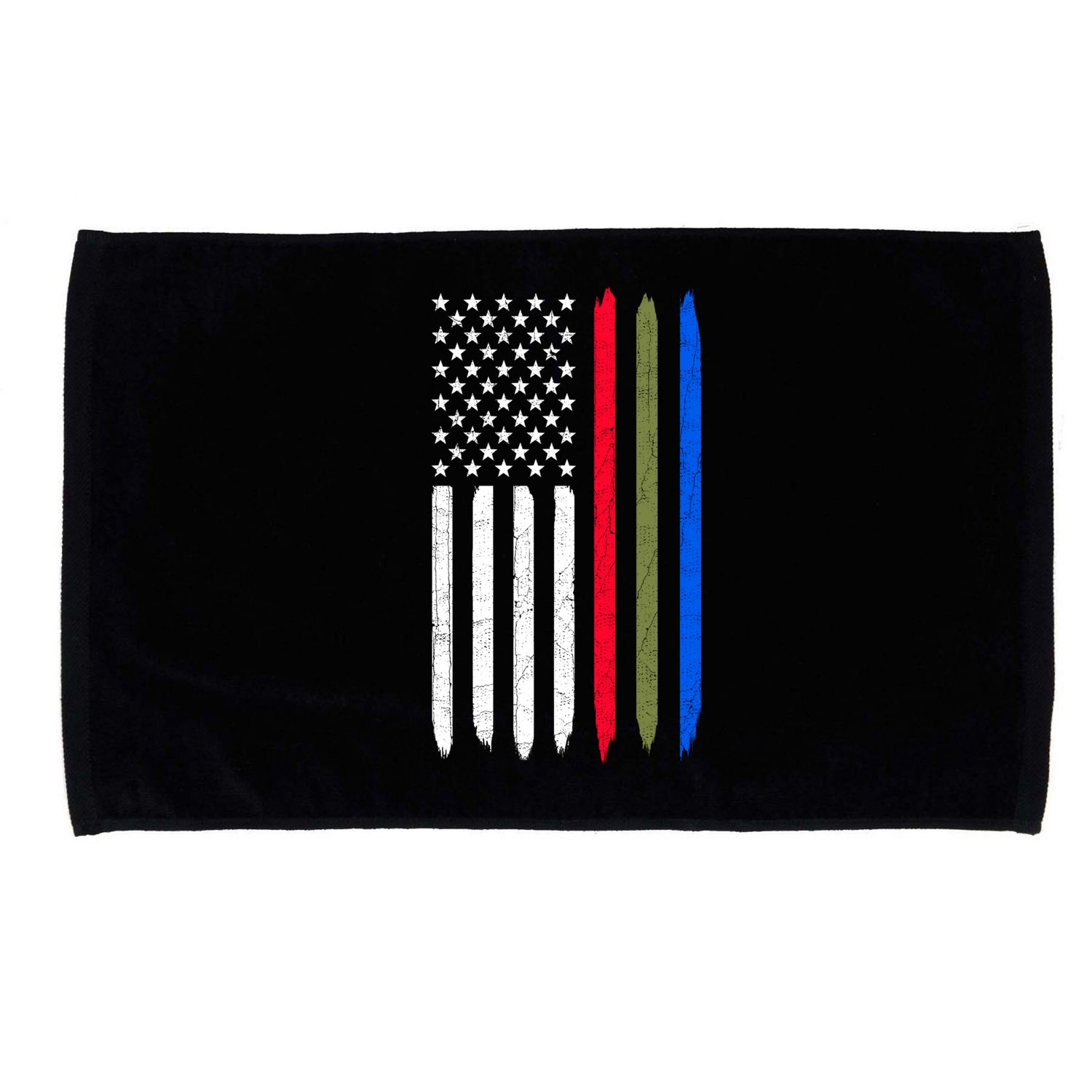 Thin Blue Red Green Line American Flag Police Military Fire Gift Microfiber Hand Towel