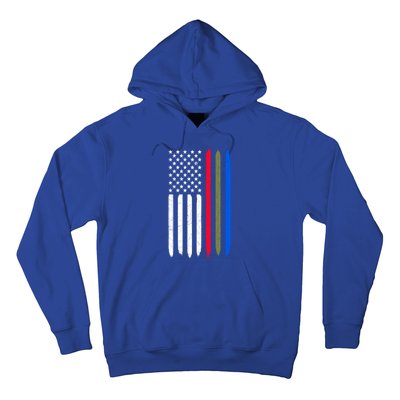 Thin Blue Red Green Line American Flag Police Military Fire Gift Hoodie