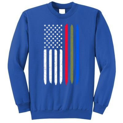 Thin Blue Red Green Line American Flag Police Military Fire Gift Sweatshirt