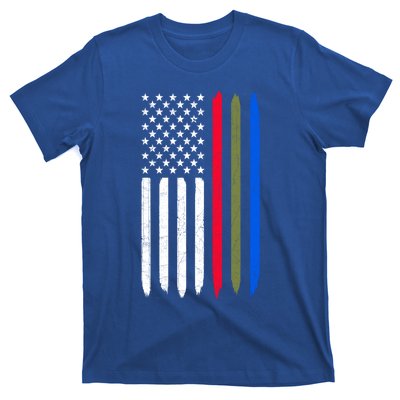 Thin Blue Red Green Line American Flag Police Military Fire Gift T-Shirt