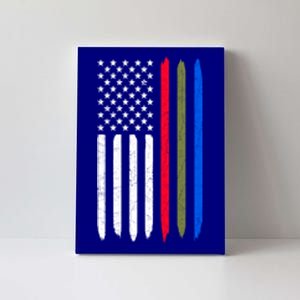 Thin Blue Red Green Line American Flag Police Military Fire Gift Canvas