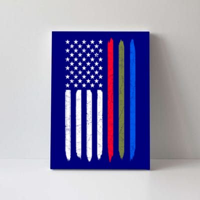 Thin Blue Red Green Line American Flag Police Military Fire Gift Canvas