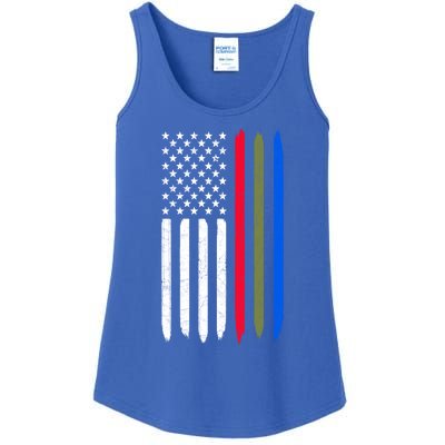 Thin Blue Red Green Line American Flag Police Military Fire Gift Ladies Essential Tank