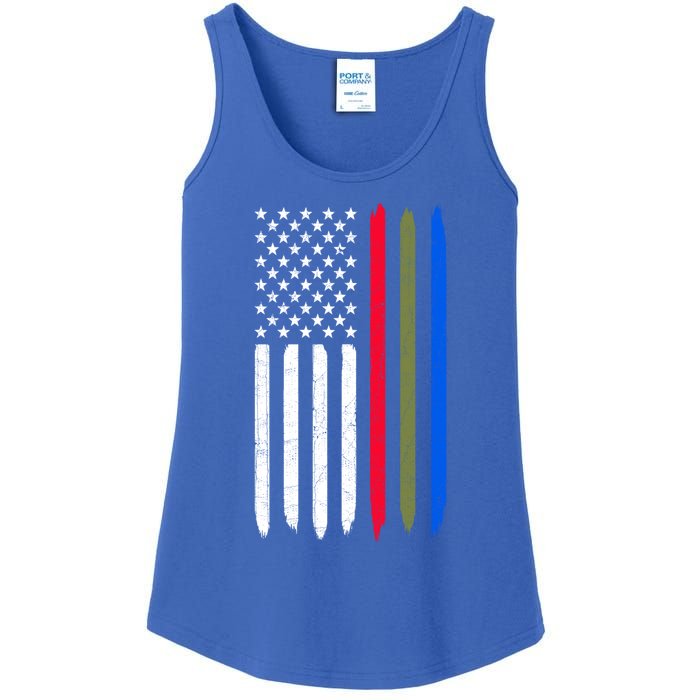 Thin Blue Red Green Line American Flag Police Military Fire Gift Ladies Essential Tank