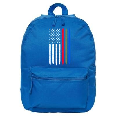 Thin Blue Red Green Line American Flag Police Military Fire Gift 16 in Basic Backpack