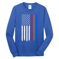 Thin Blue Red Green Line American Flag Police Military Fire Gift Tall Long Sleeve T-Shirt