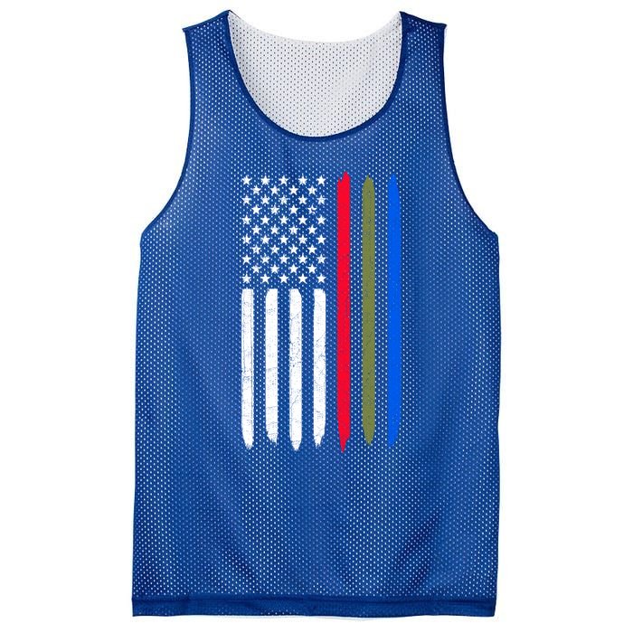 Thin Blue Red Green Line American Flag Police Military Fire Gift Mesh Reversible Basketball Jersey Tank