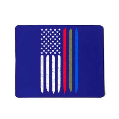 Thin Blue Red Green Line American Flag Police Military Fire Gift Mousepad