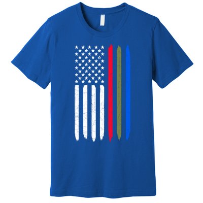 Thin Blue Red Green Line American Flag Police Military Fire Gift Premium T-Shirt