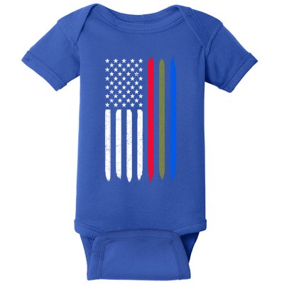 Thin Blue Red Green Line American Flag Police Military Fire Gift Baby Bodysuit