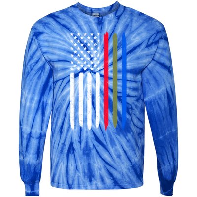 Thin Blue Red Green Line American Flag Police Military Fire Gift Tie-Dye Long Sleeve Shirt