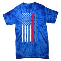 Thin Blue Red Green Line American Flag Police Military Fire Gift Tie-Dye T-Shirt