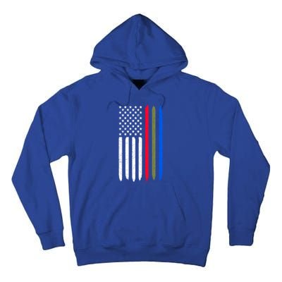 Thin Blue Red Green Line American Flag Police Military Fire Gift Tall Hoodie