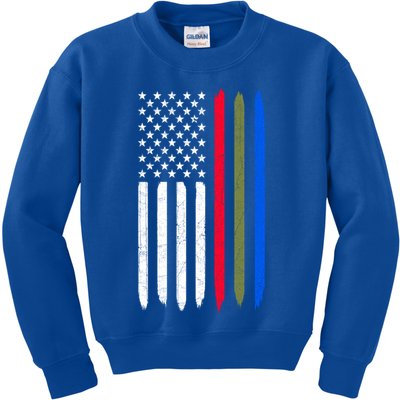 Thin Blue Red Green Line American Flag Police Military Fire Gift Kids Sweatshirt