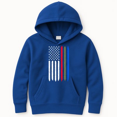 Thin Blue Red Green Line American Flag Police Military Fire Gift Kids Hoodie