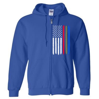 Thin Blue Red Green Line American Flag Police Military Fire Gift Full Zip Hoodie