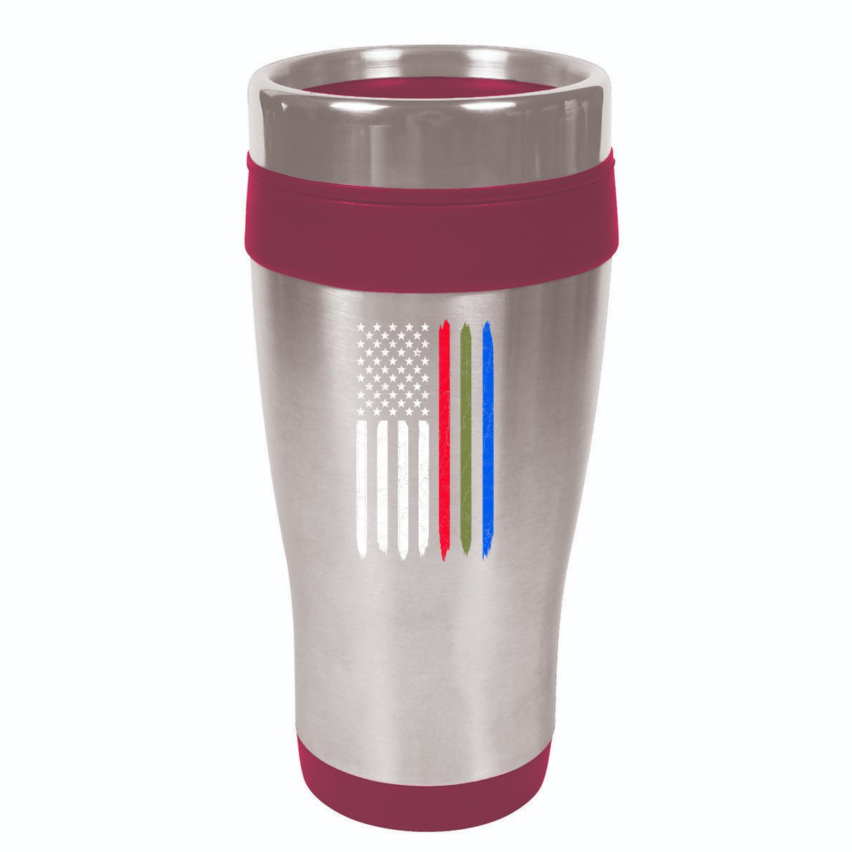 Thin Blue Red Green Line American Flag Police Military Fire Gift 16oz Travel Tumbler
