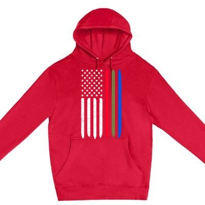 Thin Blue Red Green Line American Flag Police Military Fire Gift Premium Pullover Hoodie