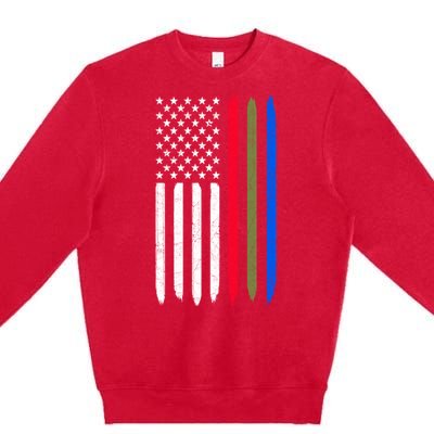 Thin Blue Red Green Line American Flag Police Military Fire Gift Premium Crewneck Sweatshirt