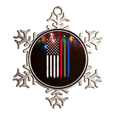 Thin Blue Red Green Line American Flag Police Military Fire Gift Metallic Star Ornament