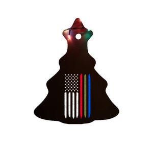 Thin Blue Red Green Line American Flag Police Military Fire Gift Ceramic Tree Ornament