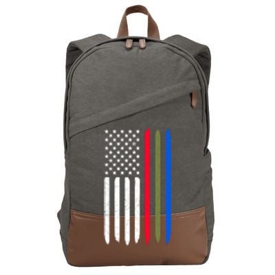 Thin Blue Red Green Line American Flag Police Military Fire Gift Cotton Canvas Backpack