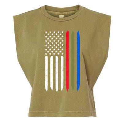 Thin Blue Red Green Line American Flag Police Military Fire Gift Garment-Dyed Women's Muscle Tee