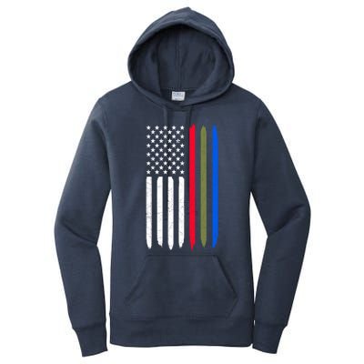 Thin Blue Red Green Line American Flag Police Military Fire Gift Women's Pullover Hoodie