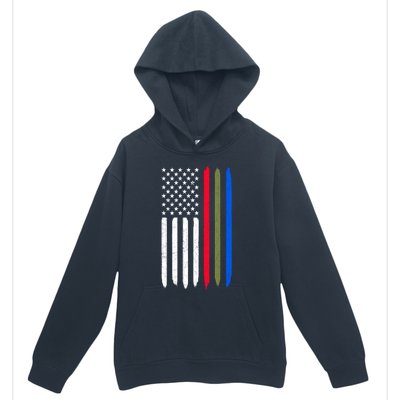 Thin Blue Red Green Line American Flag Police Military Fire Gift Urban Pullover Hoodie