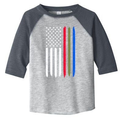 Thin Blue Red Green Line American Flag Police Military Fire Gift Toddler Fine Jersey T-Shirt