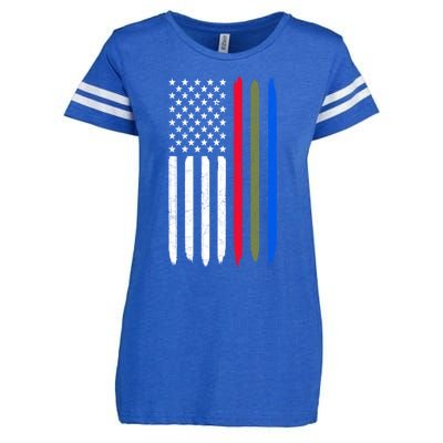 Thin Blue Red Green Line American Flag Police Military Fire Gift Enza Ladies Jersey Football T-Shirt