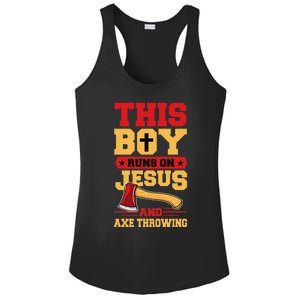 This Boy Runs On Jesus And Axe Throwing Ladies PosiCharge Competitor Racerback Tank