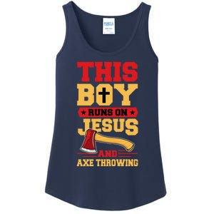 This Boy Runs On Jesus And Axe Throwing Ladies Essential Tank