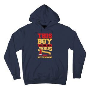 This Boy Runs On Jesus And Axe Throwing Tall Hoodie