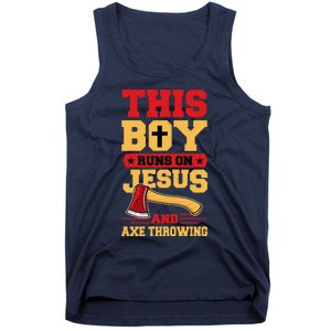 This Boy Runs On Jesus And Axe Throwing Tank Top