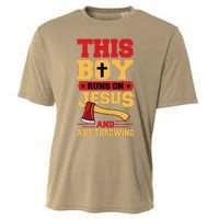 This Boy Runs On Jesus And Axe Throwing Cooling Performance Crew T-Shirt