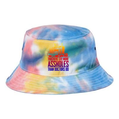 Trucker Big Rig Semigifttrailer Truck Driver Funny Trucker Funny Gift Tie Dye Newport Bucket Hat